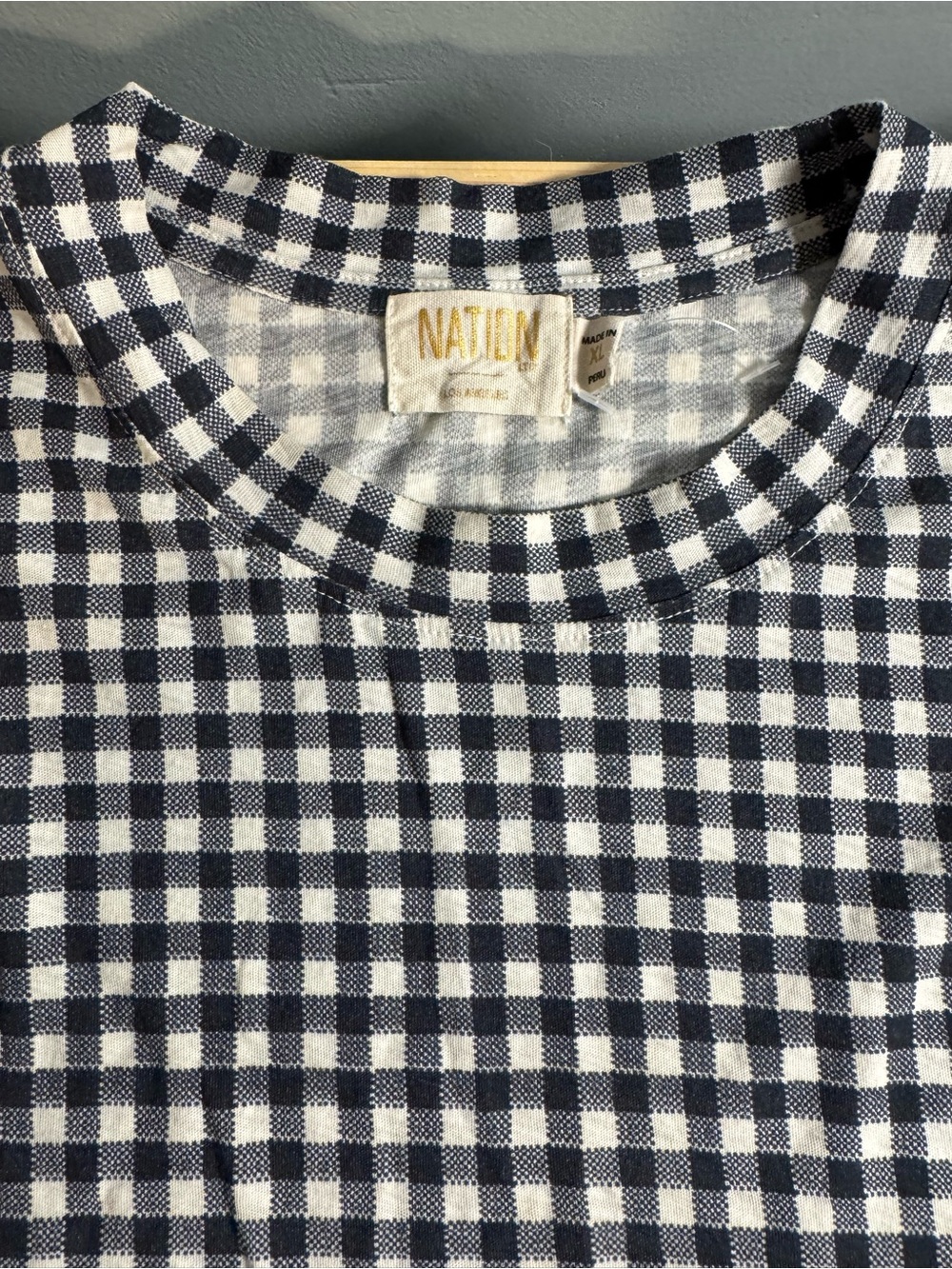 Nation LTD Navy and White Gingham Ruffle Tank